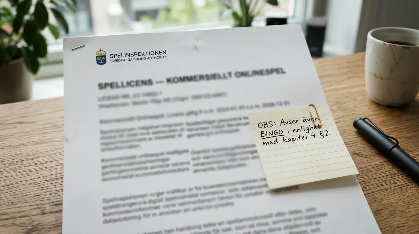 Bingons plats i den svenska spellicensens struktur