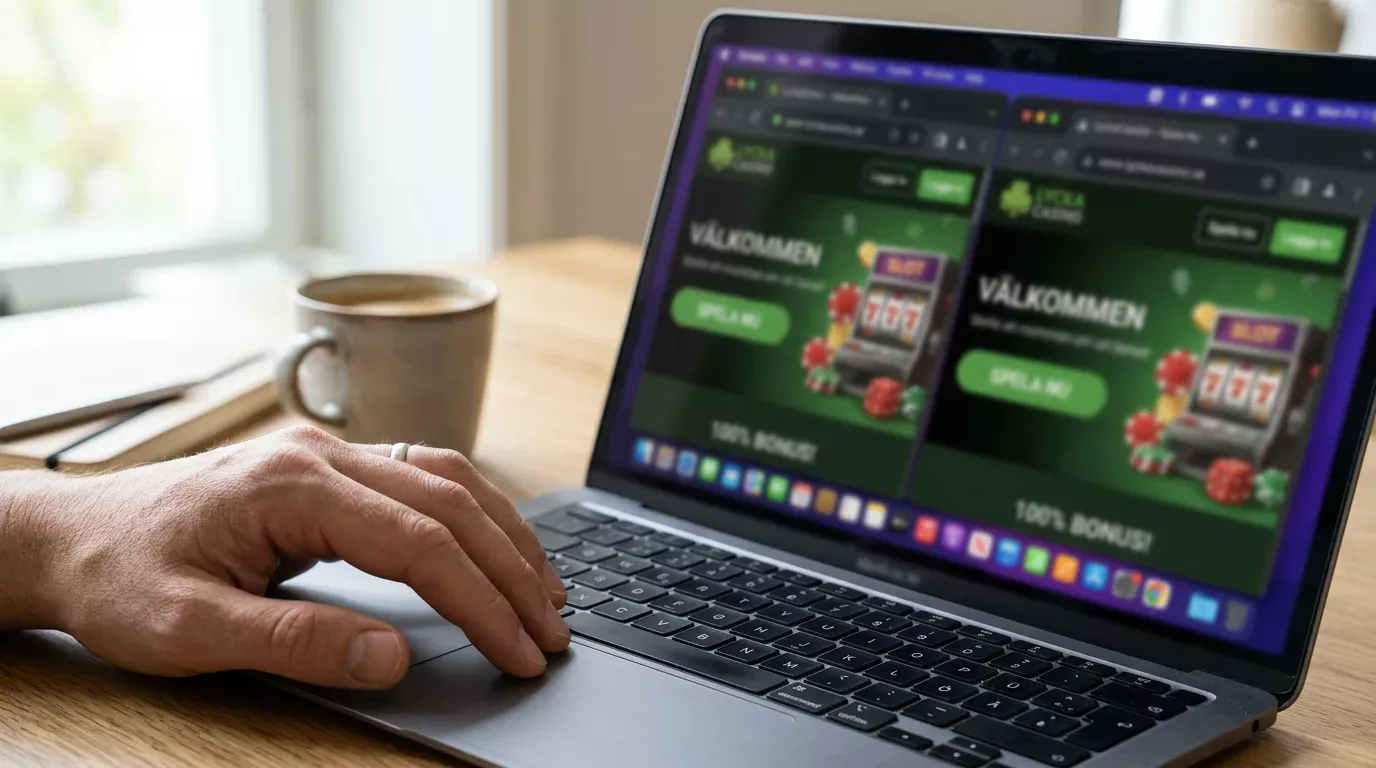 Falska casinodubbletter och domänspoofing visas i webbläsaren