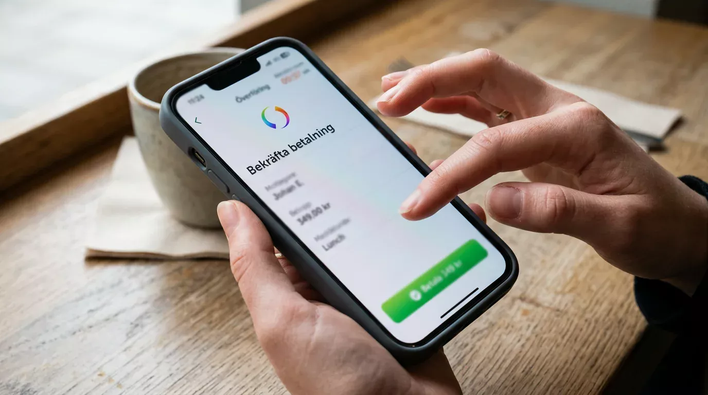 Push-notis och timeout-fönster i Swish-appen för svenska spelare
