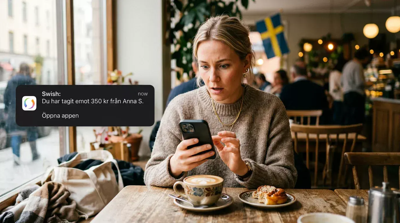 Push-notiser som central del av Swish-flödet vid casinobetalning