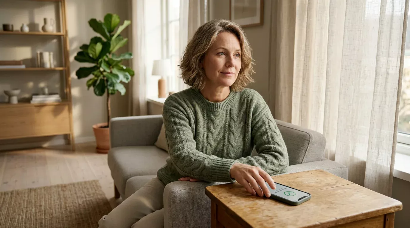 Person lägger ifrån sig mobilen efter Spelpaus-registrering