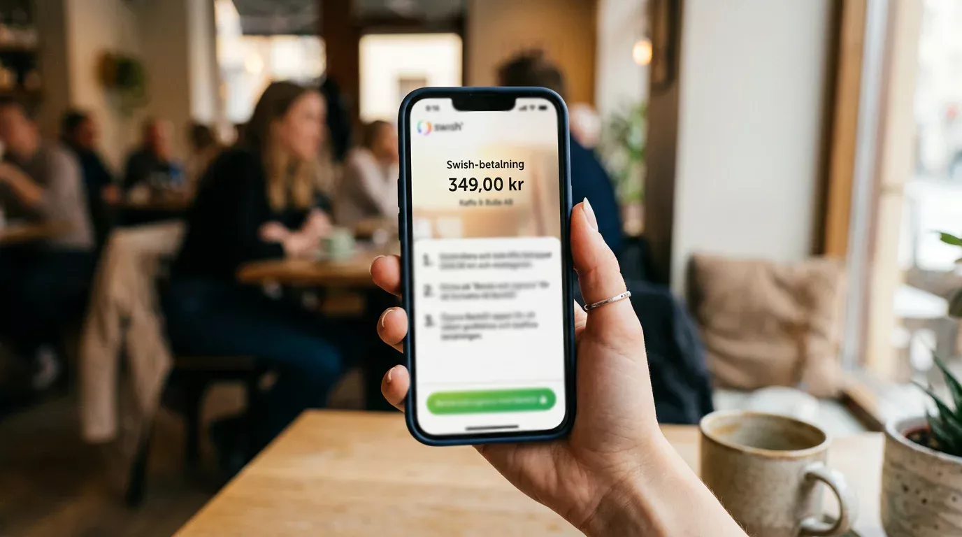 Swish-betalningsflöde på en mobilskärm under casino-onboarding