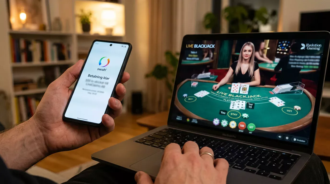 Snabb Swish-insättning mellan blackjack-händer i live-spel