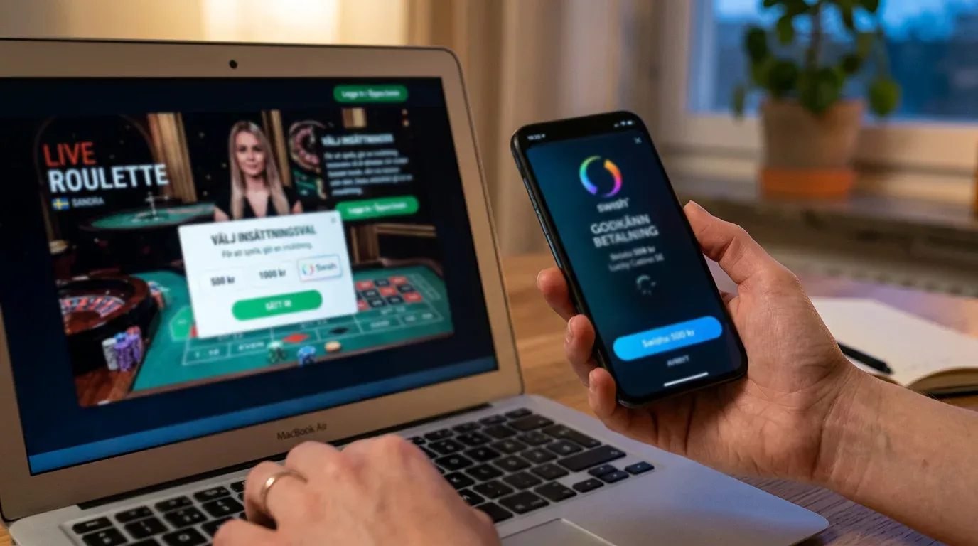 Snabb Swish-insättning under en paus mellan live-rundor