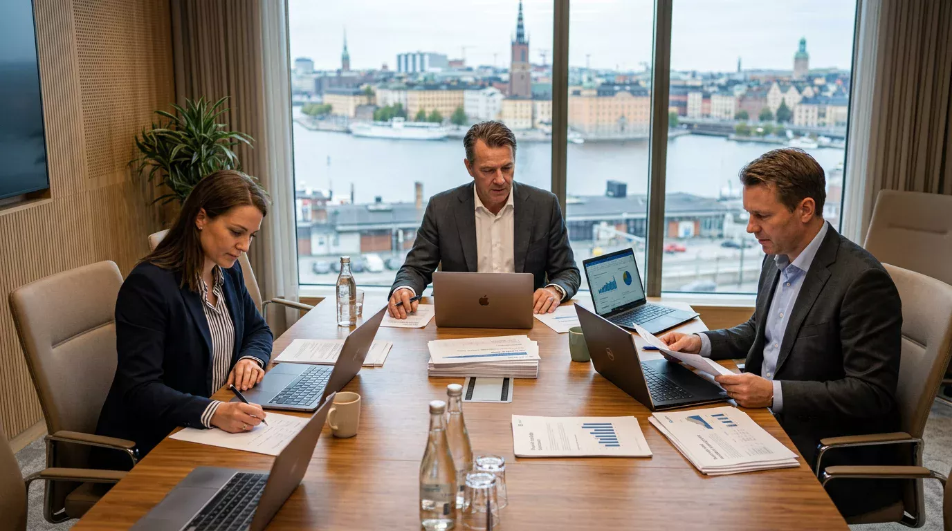 Tillsynsmyndighet i mötesrum diskuterar ärendebeslut