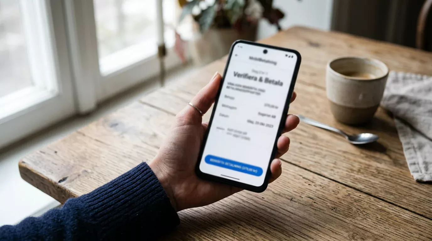 Zimpler-flödet i tre steg illustrerat på mobilskärm